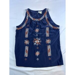 Anthropologie Meadow Rue100% Silk Embroidered Women's Sleeveless Top Size M
